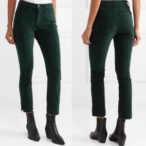 3x1 High Waisted Velvet Pants Green Size 25